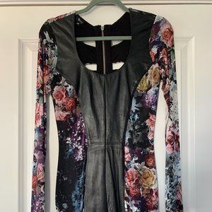 Leather Floral Bodycon Dress